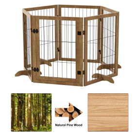 Dog Gate With Door Walk Through 144inch Extra Wide 32inch Tall 6 Panels Foldable Wire Pet Gate Barrier For House Doorway Stairs Pet Puppy Safety