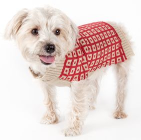 Butterscotch Box Weaved Heavy Cable Knitted Designer Turtle Neck Dog Sweater (size: small)